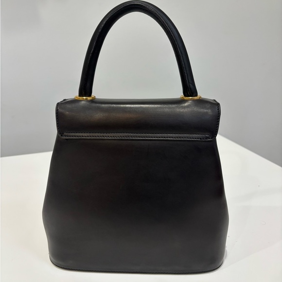 Vintage Ferragamo Black Gancini Top Handle Bag Structured Leather Crossbody - Picture 10 of 10